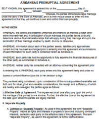 Arkansas Prenuptial Agreement template pdf word