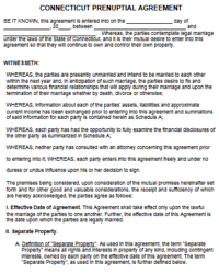 Connecticut Prenuptial Agreement template pdf word