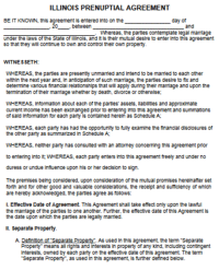 Illinois Prenuptial Agreement template pdf word
