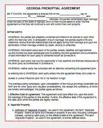 Georgia Prenuptial Agreement form template pdf