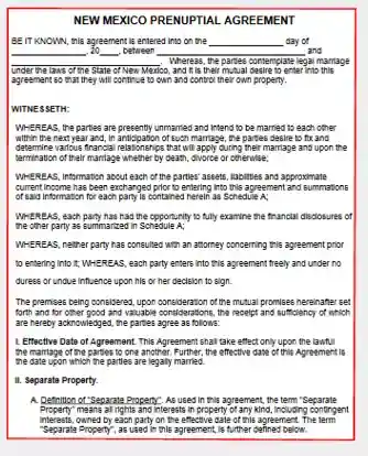 New Mexico Prenuptial Agreement Template Form PDF Word