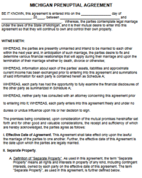 Michigan Prenuptial Agreement template pdf word
